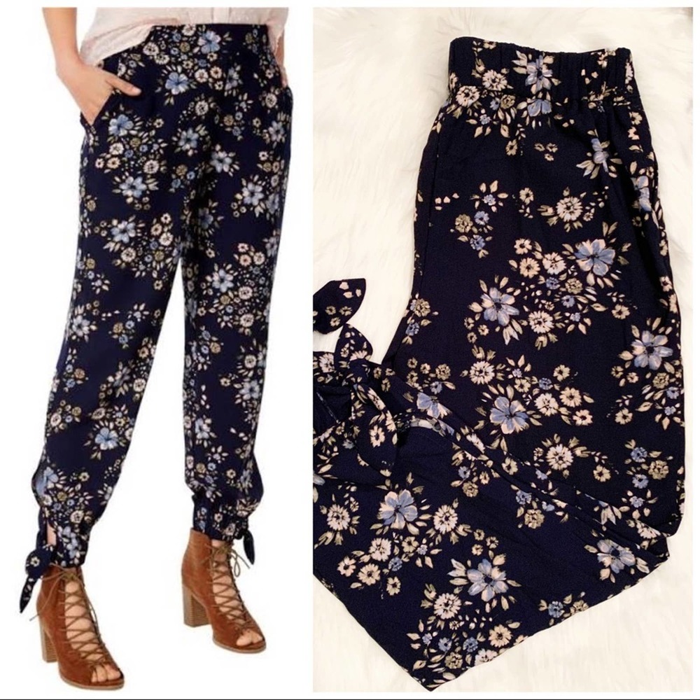 Maison Jules SZ M Floral-Print Ankle-Tie